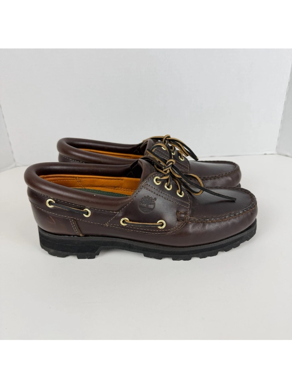 Timberland Authentics 3-Eye Lug Handsewn Men Boat Shoe Size 8W Brown